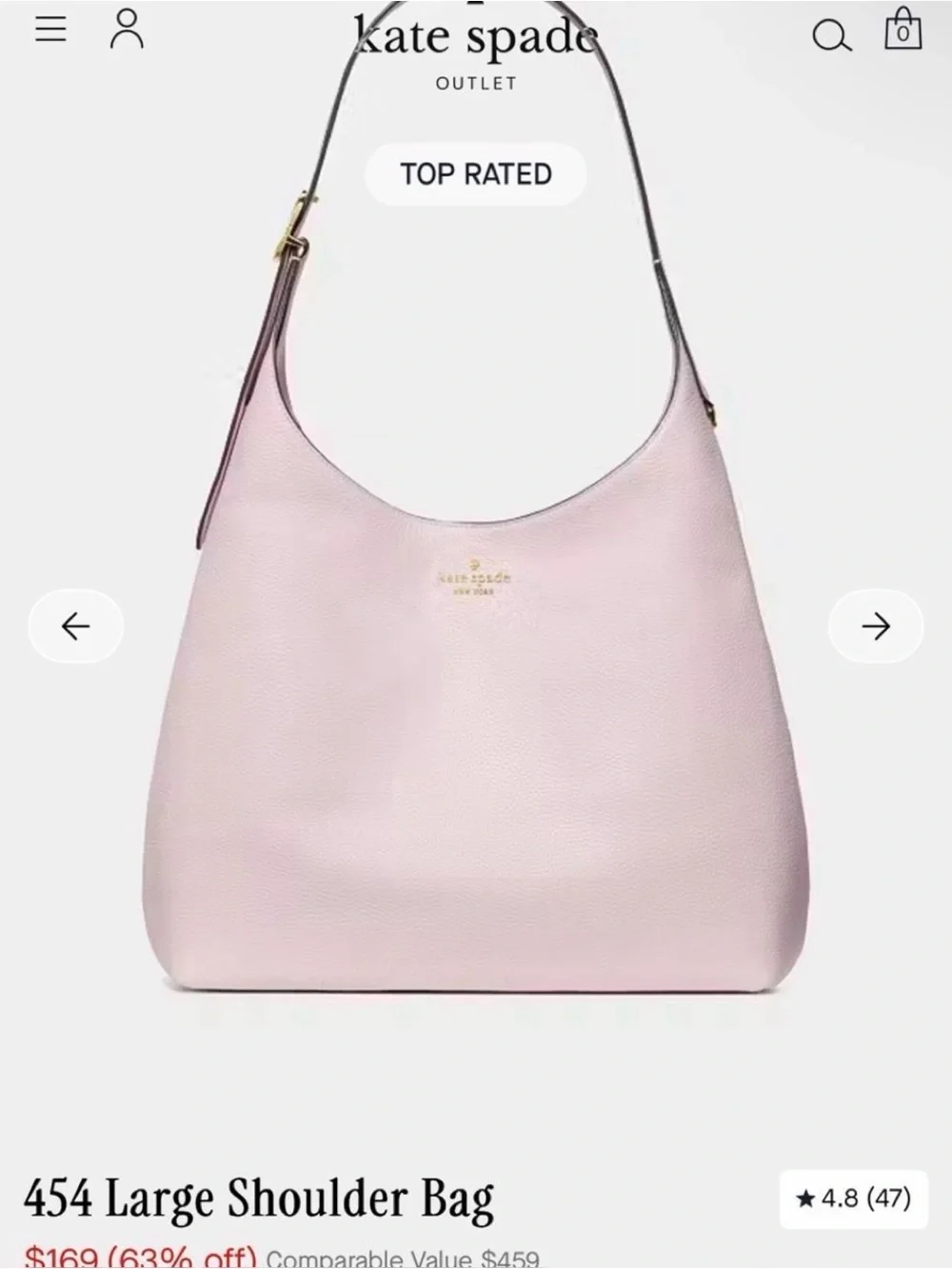 kate spade New York LARGE 454 bag- Shimmer Pink